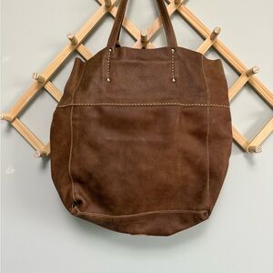 ROOTS Canada Large Brown Leather Tote Bag,